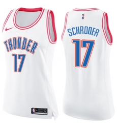 Women's Nike Oklahoma City Thunder #17 Dennis Schroder Swingman White Pink Fashion NBA Jersey
