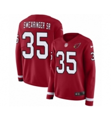 Women's Nike Arizona Cardinals #35 D.J. Swearinger SR Limited Red Therma Long Sleeve NFL Jersey