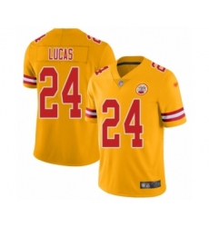 Men's Kansas City Chiefs #24 Jordan Lucas Limited Gold Inverted Legend Football Jersey