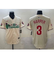 Men's Philadelphia Phillies #3 Bryce Harper Cream Phanatic Limited Stitched Jersey
