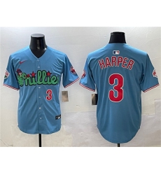 Men's Philadelphia Phillies #3 Bryce Harper Light Blue Phanatic Limited Stitched Jersey