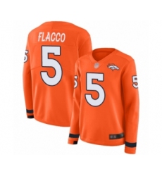 Women's Denver Broncos #5 Joe Flacco Limited Orange Therma Long Sleeve Football Jersey