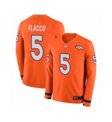 Youth Denver Broncos #5 Joe Flacco Limited Orange Therma Long Sleeve Football Jersey