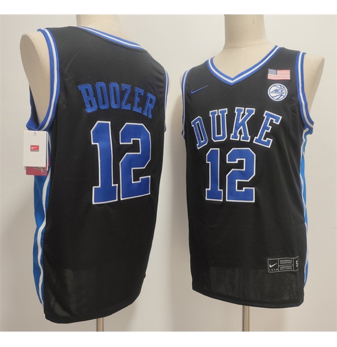 Men's Duke Blue Devils #12 Cameron Boozer Black Stitched Basketball Jersey