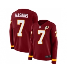Women's Washington Redskins #7 Dwayne Haskins Limited Burgundy Therma Long Sleeve Football Jersey