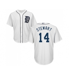 Men's Detroit Tigers #14 Christin Stewart Replica White Home Cool Base Baseball Jersey