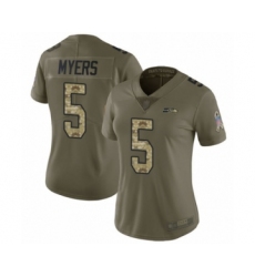Women's Seattle Seahawks #5 Jason Myers Limited Olive Camo 2017 Salute to Service Football Jersey