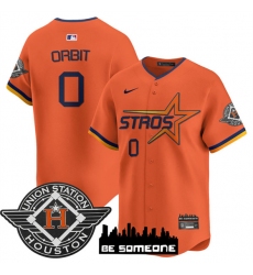 Men's Houston Astros #0 Orbit Orange 2025 City Connect Limited Stitched Baseball Jersey