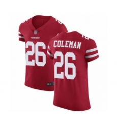 Men's San Francisco 49ers #26 Tevin Coleman Red Team Color Vapor Untouchable Elite Player Football Jersey