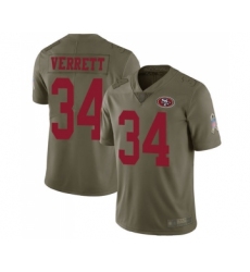 Youth San Francisco 49ers #34 Jason Verrett Limited Olive 2017 Salute to Service Football Jersey
