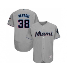 Men's Miami Marlins #38 Jorge Alfaro Grey Road Flex Base Authentic Collection Baseball Jersey