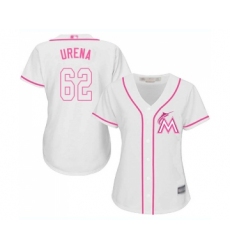 Women's Miami Marlins #62 Jose Urena Replica White Fashion Cool Base Baseball Jersey