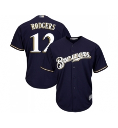 Men's Milwaukee Brewers #12 Aaron Rodgers Replica Navy Blue Alternate Cool Base Baseball Jersey