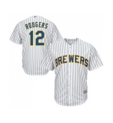 Men's Milwaukee Brewers #12 Aaron Rodgers Replica White Home Cool Base Baseball Jersey