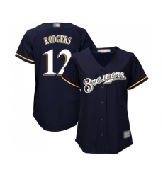 Women's Milwaukee Brewers #12 Aaron Rodgers Replica Navy Blue Alternate Cool Base Baseball Jersey