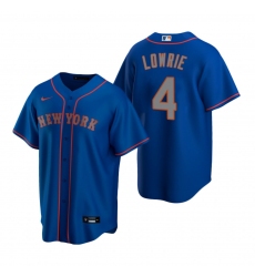 Men's Nike New York Mets #4 Jed Lowrie Royal Alternate Road Stitched Baseball Jersey