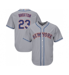 Men's New York Mets #23 Keon Broxton Replica Grey Road Cool Base Baseball Jersey