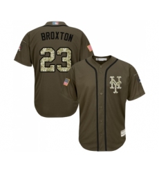 Youth New York Mets #23 Keon Broxton Authentic Green Salute to Service Baseball Jersey