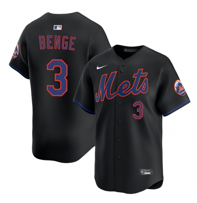 Men's New York Mets #3 Carson Benge 2026 Black Limited Stitched Baseball Jersey