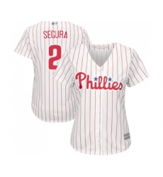 Women's Philadelphia Phillies #2 Jean Segura Replica White Red Strip Home Cool Base Baseball Jersey
