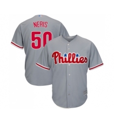 Men's Philadelphia Phillies #50 Hector Neris Replica Grey Road Cool Base Baseball Jersey