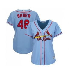 Women's St. Louis Cardinals #48 Harrison Bader Replica Light Blue Alternate Cool Base Baseball Jersey