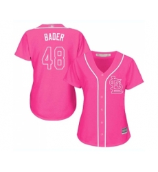 Women's St. Louis Cardinals #48 Harrison Bader Replica Pink Fashion Cool Base Baseball Jersey