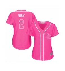 Women's Tampa Bay Rays #2 Yandy Diaz Replica Pink Fashion Cool Base Baseball Jersey