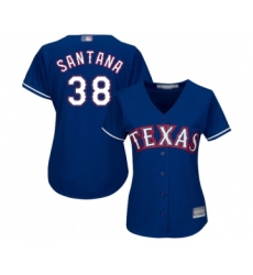 Women's Texas Rangers #38 Danny Santana Replica Royal Blue Alternate 2 Cool Base Baseball Jersey