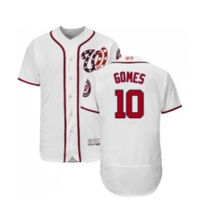 Men's Washington Nationals #10 Yan Gomes White Home Flex Base Authentic Collection Baseball Jersey