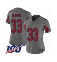 Women's Arizona Cardinals #33 Byron Murphy Limited Silver Inverted Legend 100th Season Football Jersey