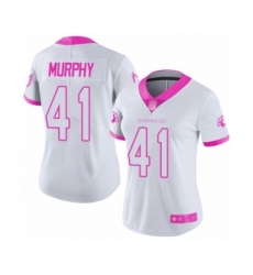 Women's Arizona Cardinals #41 Byron Murphy Limited White Pink Rush Fashion Football Jersey