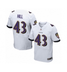 Men's Baltimore Ravens #43 Justice Hill Elite White Football Jersey