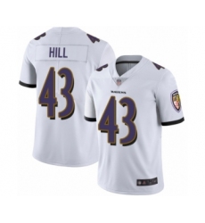 Men's Baltimore Ravens #43 Justice Hill White Vapor Untouchable Limited Player Football Jersey