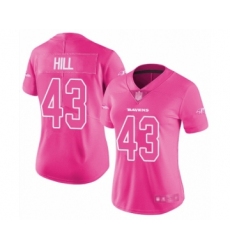 Women's Baltimore Ravens #43 Justice Hill Limited Pink Rush Fashion Football Jersey