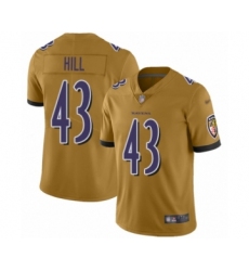 Youth Baltimore Ravens #43 Justice Hill Limited Gold Inverted Legend Football Jersey