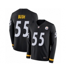Men's Pittsburgh Steelers #55 Devin Bush Limited Black Therma Long Sleeve Football Jersey