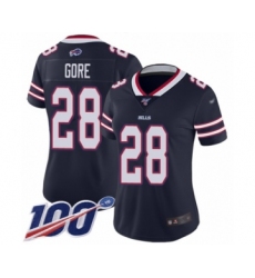 Women's Buffalo Bills #28 Frank Gore Limited Navy Blue Inverted Legend 100th Season Football Jersey