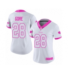 Women's Buffalo Bills #28 Frank Gore Limited White Pink Rush Fashion Football Jersey