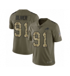 Men's Buffalo Bills #91 Ed Oliver Limited Olive Camo 2017 Salute to Service Football Jersey