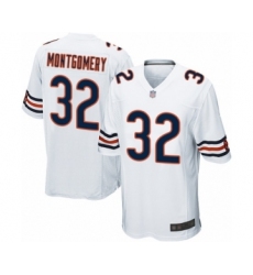 Men's Chicago Bears #32 David Montgomery Game White Football Jersey