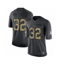 Men's Chicago Bears #32 David Montgomery Limited Black 2016 Salute to Service Football Jersey
