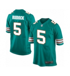 Men's Miami Dolphins #5 Jake Rudock Game Aqua Green Alternate Football Jersey