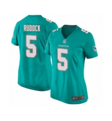 Women's Miami Dolphins #5 Jake Rudock Game Aqua Green Team Color Football Jersey