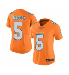 Women's Miami Dolphins #5 Jake Rudock Limited Orange Rush Vapor Untouchable Football Jersey