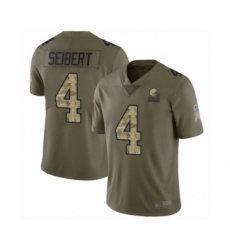 Men's Cleveland Browns #4 Austin Seibert Limited Olive Camo 2017 Salute to Service Football Jersey