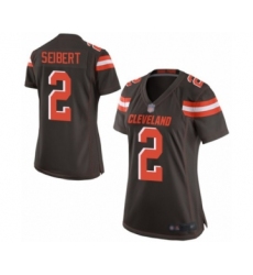 Women's Cleveland Browns #2 Austin Seibert Game Brown Team Color Football Jersey