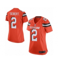 Women's Cleveland Browns #2 Austin Seibert Game Orange Alternate Football Jersey