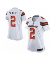 Women's Cleveland Browns #2 Austin Seibert Game White Football Jersey