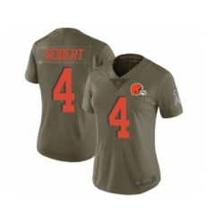 Women's Cleveland Browns #4 Austin Seibert Limited Olive 2017 Salute to Service Football Jersey